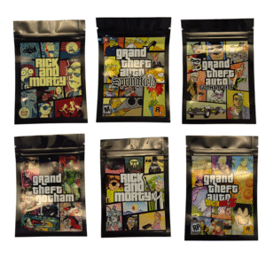 Kit 10 Unidades Ziplock Temáticos – R&M, GTA, Simpsons, Dragon Ball, Coringa | 10×7 cm