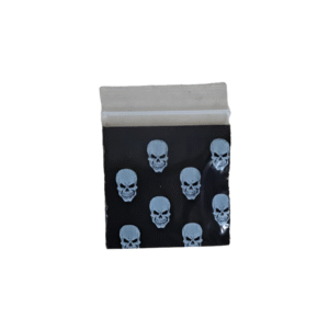 Kit Ziplock 100 Unidades 3,8×3,8cm Caveira Transparente