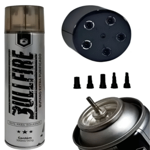 Gás Butano 300ml Bullfire Refil Maçarico 5 Adaptadores