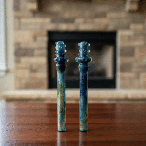 Piteira Premium De Vidro Cor Prata e Azul 6mm
