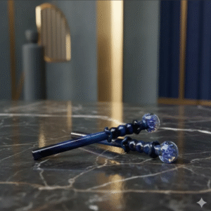 Piteira Vapor Prata Implosion Bocal Vidro Colorido Azul 925