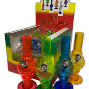 Pack com 12 Mini Bongs de Acrílico One, com 15 cm e Bowl de Metal